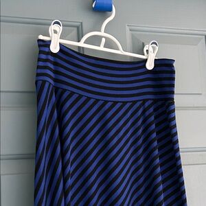AB Studio Blue and black Striped Maxi Skirt